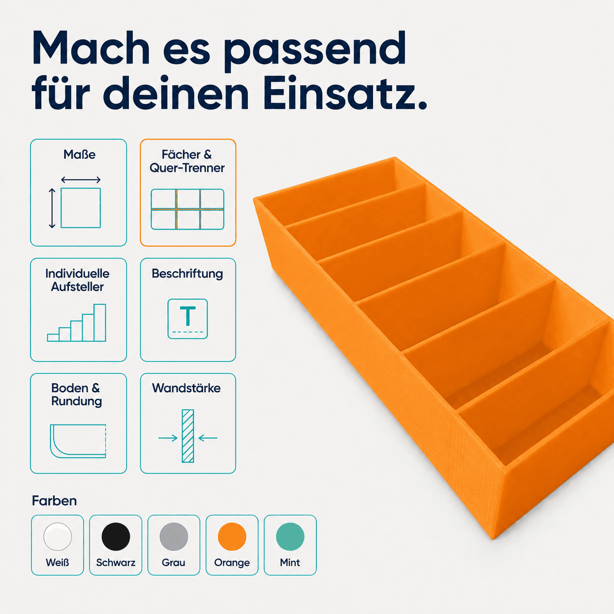 Sortierkasten für Backzutaten-Tütchen Anpassbar