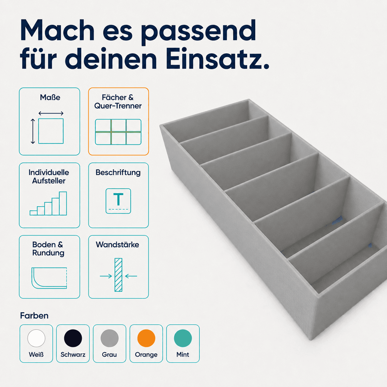 Sortierkasten für Backzutaten-Tütchen Anpassbar