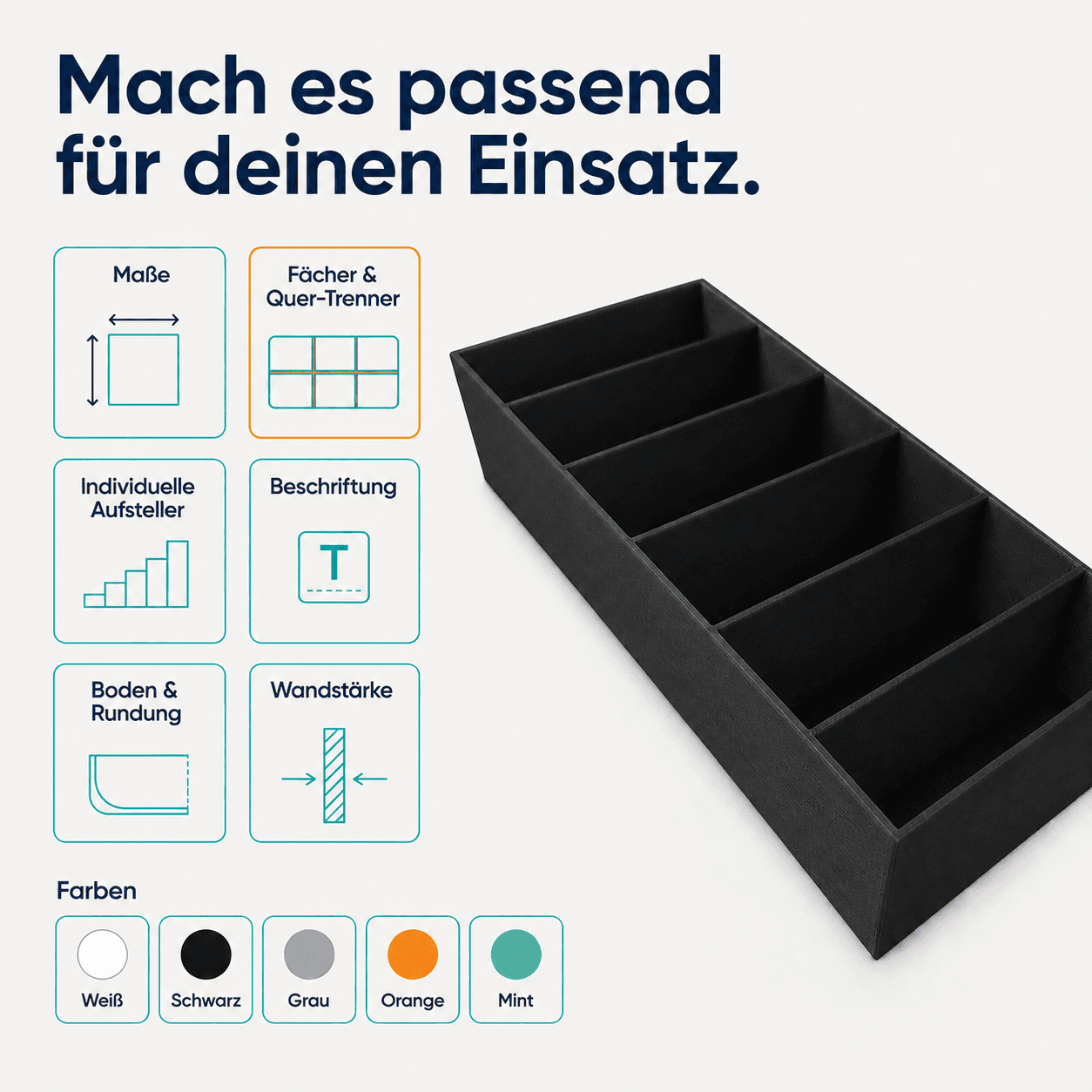 Sortierkasten für Backzutaten-Tütchen Anpassbar