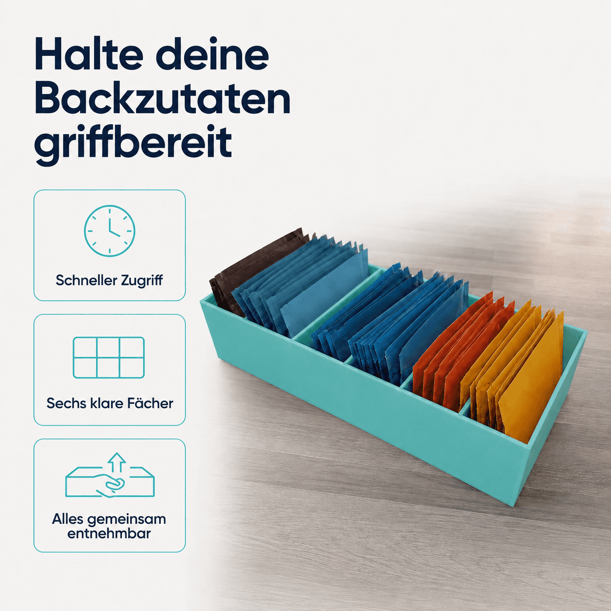 Sortierkasten für Backzutaten-Tütchen USPs