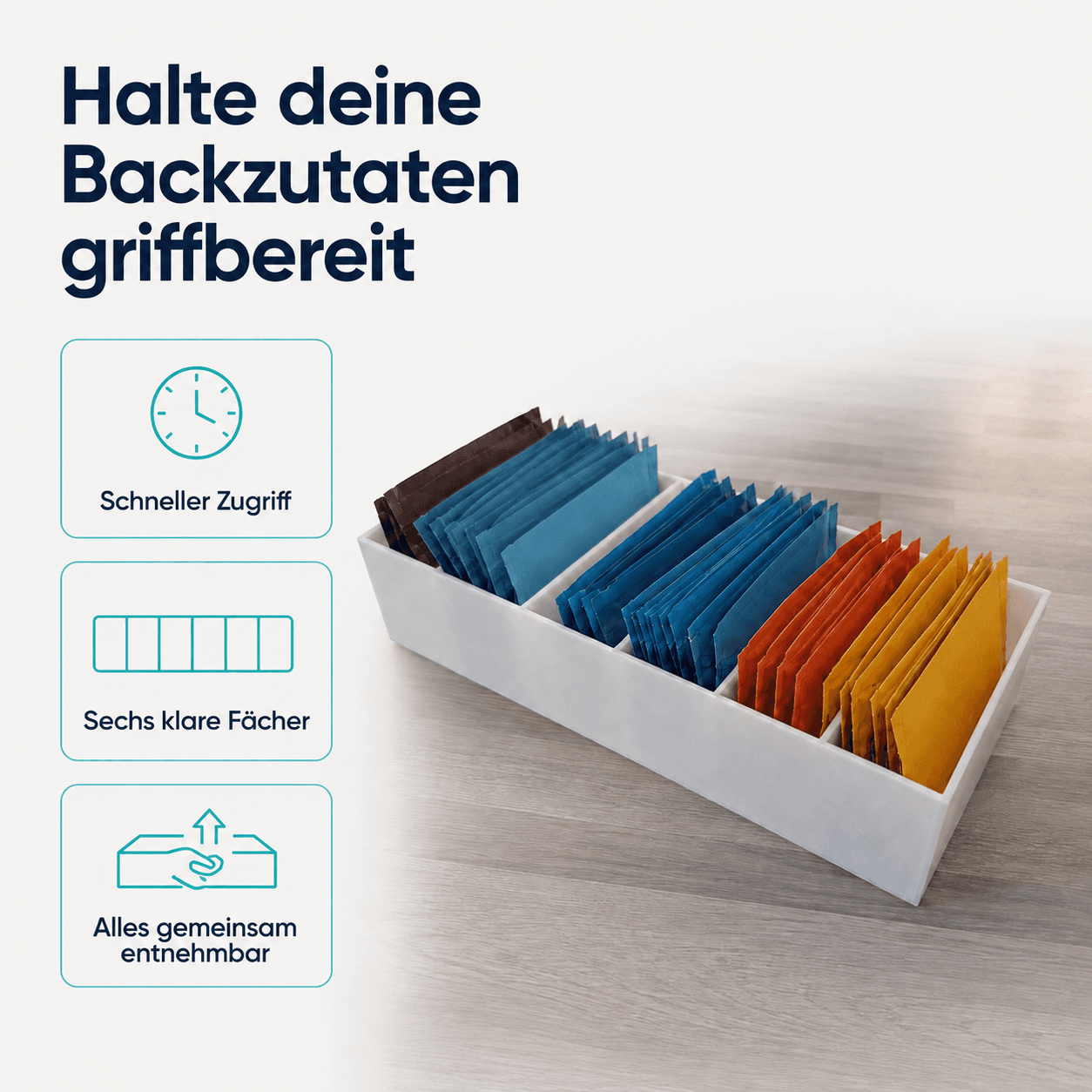 Sortierkasten für Backzutaten-Tütchen Vorteile