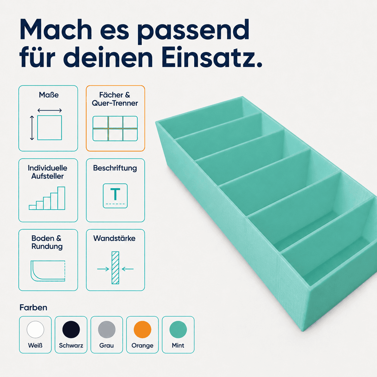 Sortierkasten für Backzutaten-Tütchen Anpassbar