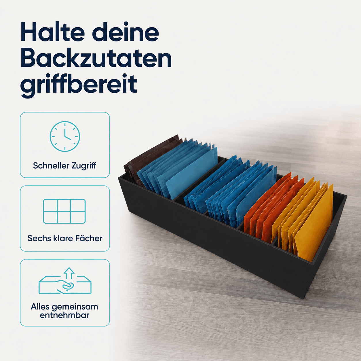Sortierkasten für Backzutaten-Tütchen USPs