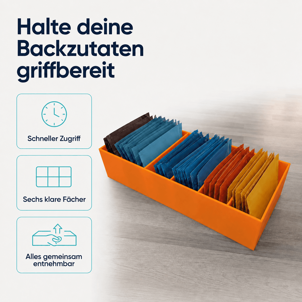 Sortierkasten für Backzutaten-Tütchen USPs